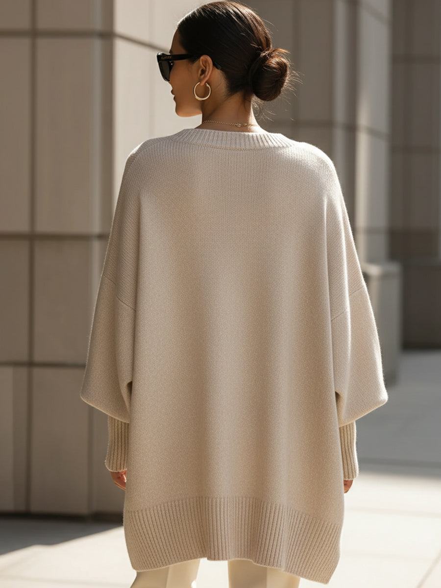 Women Wool Blend Oversized Drop Shoulder Pullover Sweater - Image 4