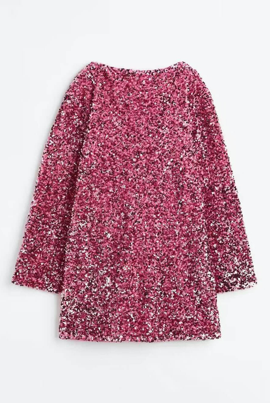 Women Textured Boucle Knit Long Sleeve Mini Dress - Image 13