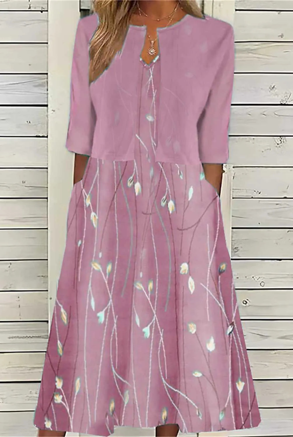Elise™ - Blumen Zweiteiliges Midi-Kleid - Image 4