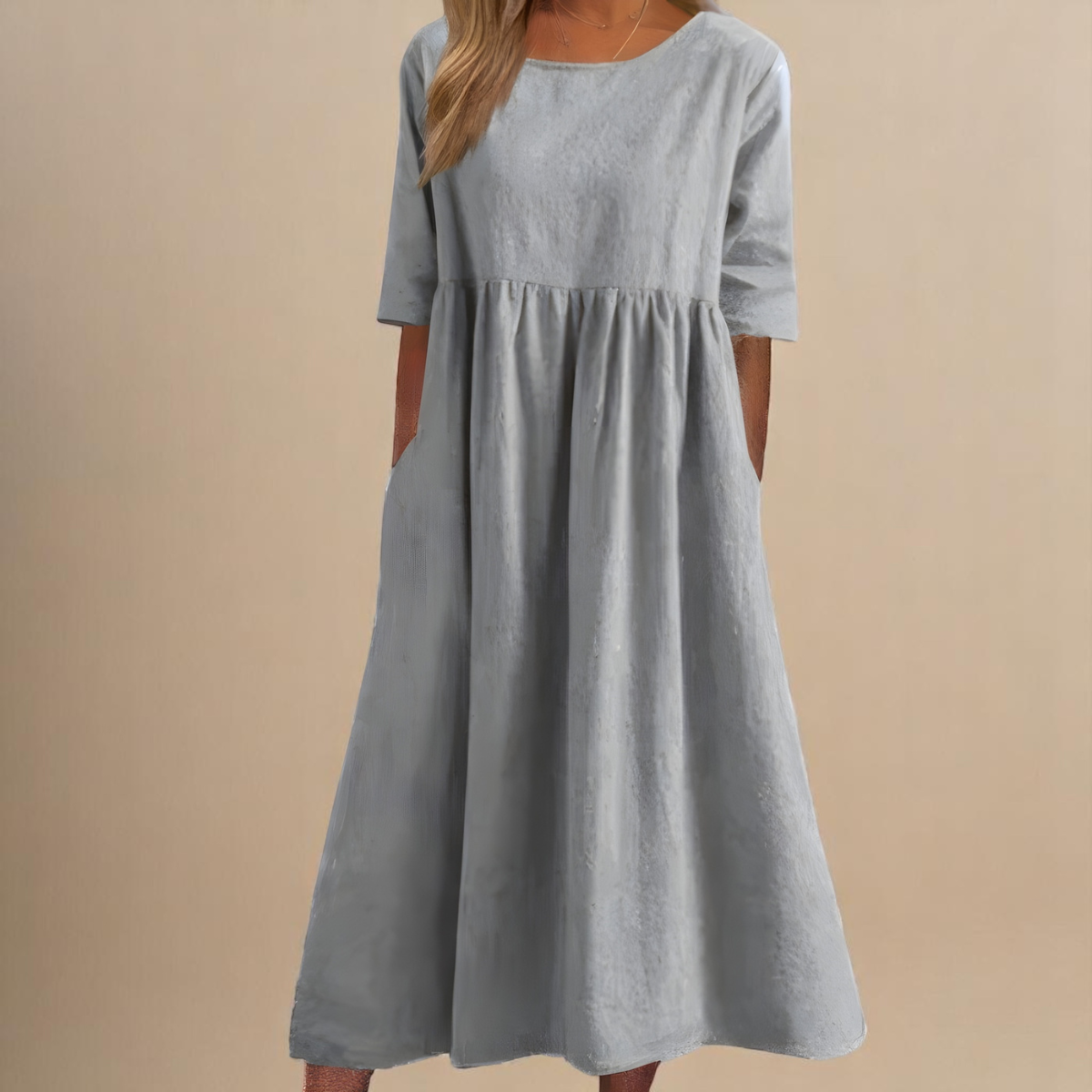 Women Relaxed Fit Midi Dress Pockets Casual Summer - Image 8