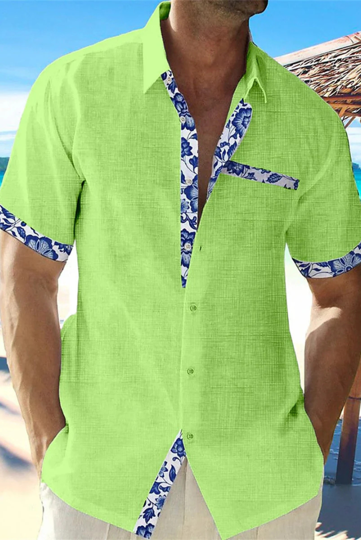 Men's Linen Short Sleeve Button Down Shirt - Image 7