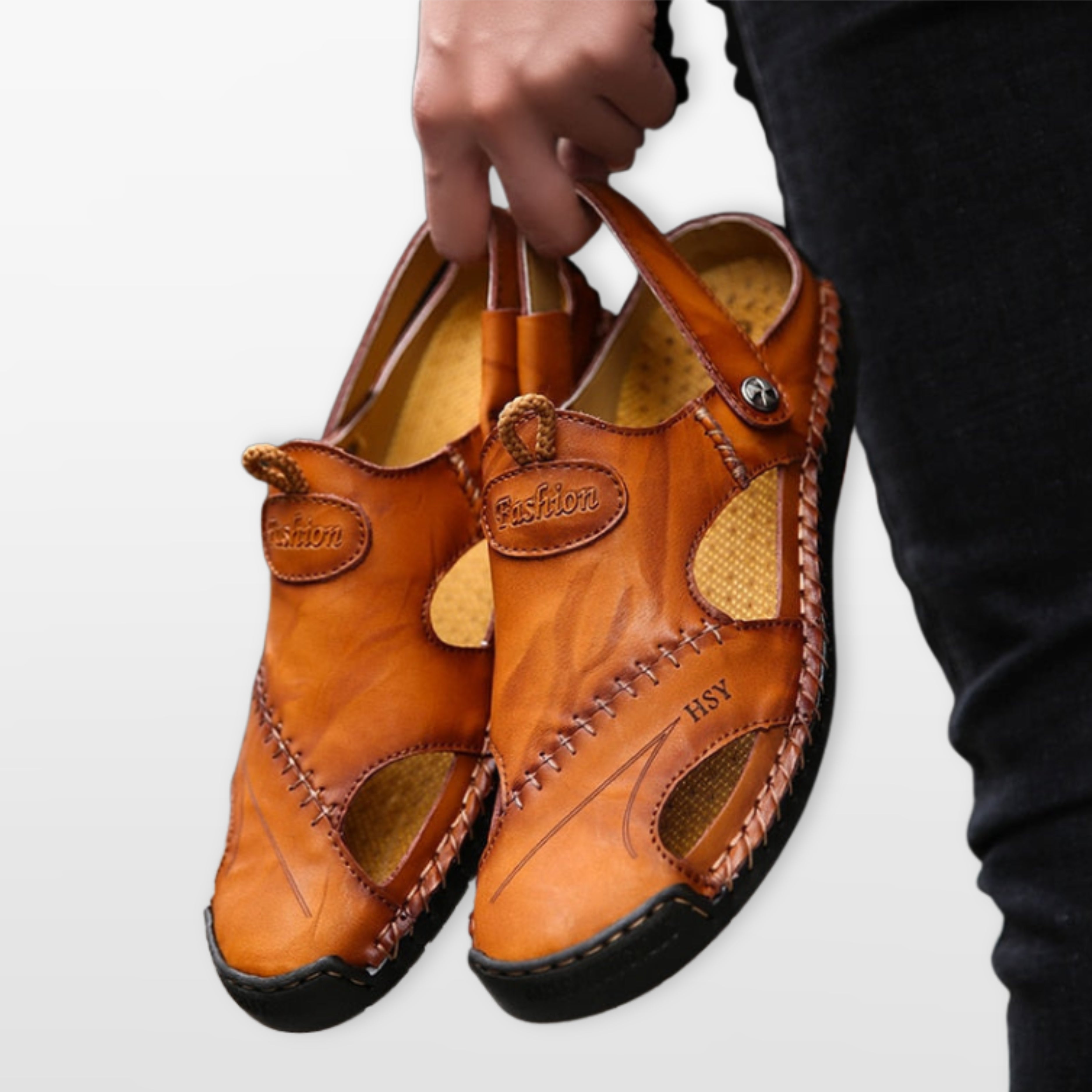 Men's Leather Closed Toe Fisherman Sandals Breathable - Image 7