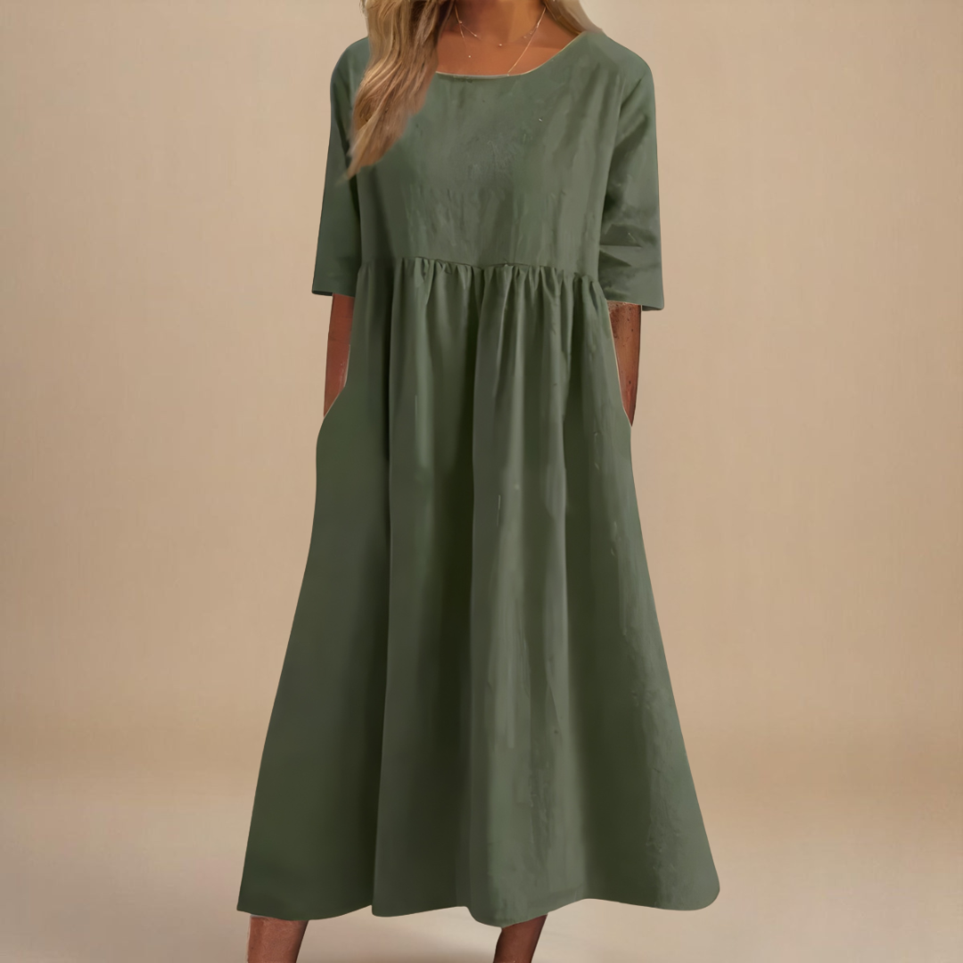 Women Relaxed Fit Midi Dress Pockets Casual Summer - Image 3