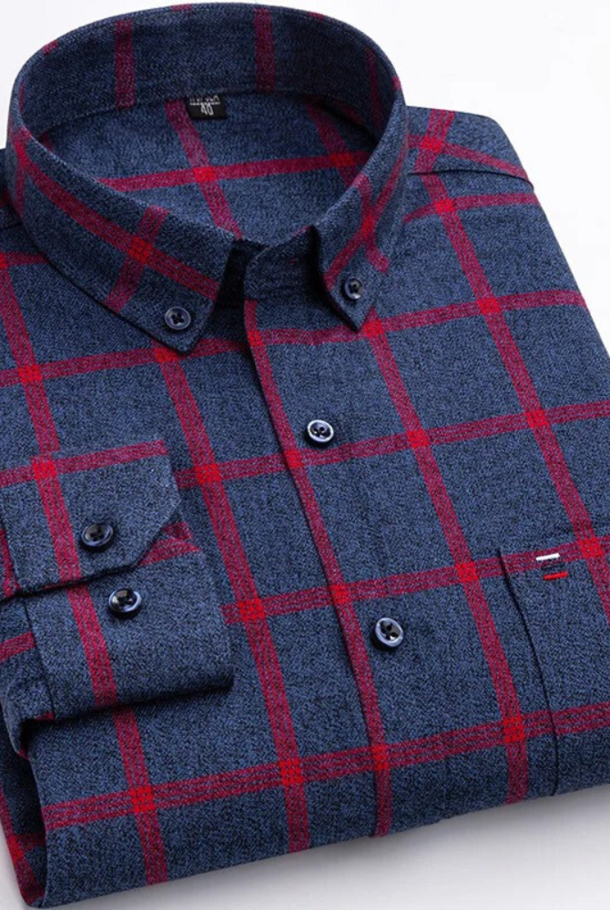 Men's Plaid 100% Cotton Button-Down Shirt - Image 2