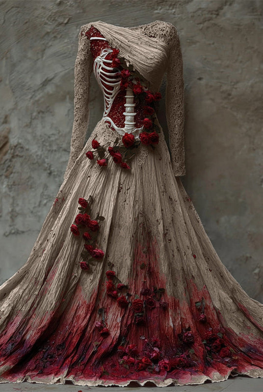 Women's Halloween Long Sleeve Maxi Dress | Party - Image 4