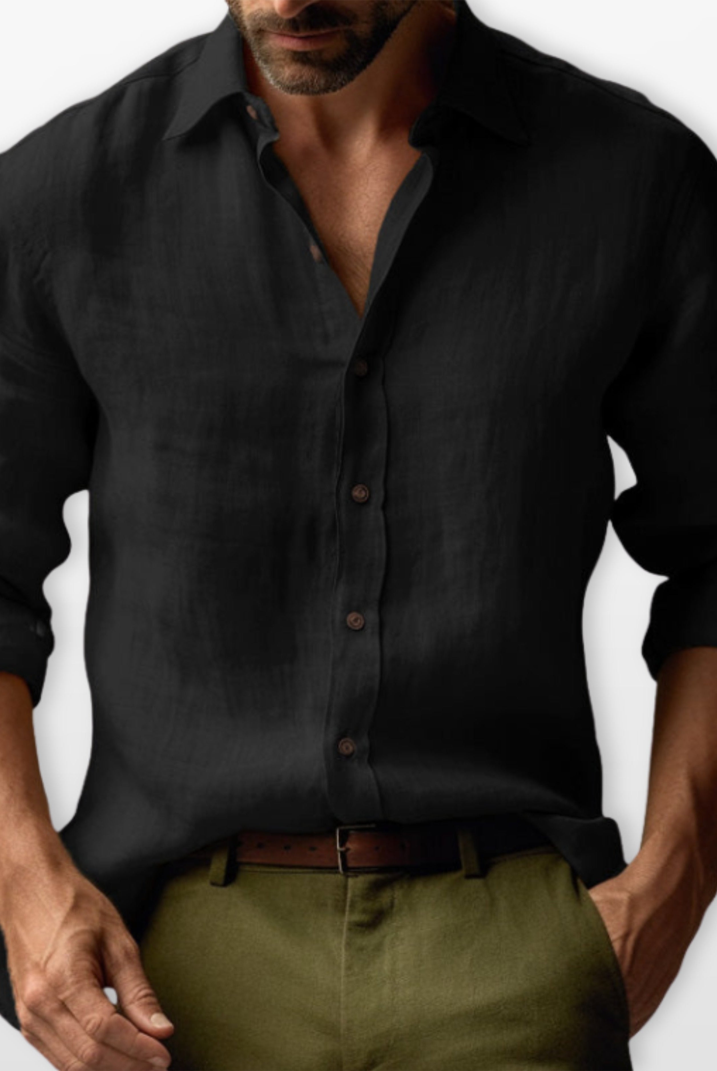 Men's Linen Button-Down Casual Shirt Relaxed Fit - Image 2