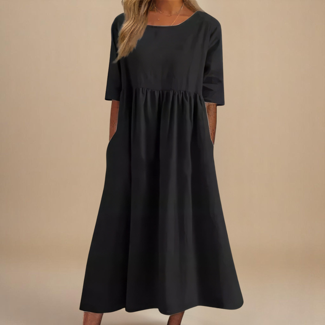Women Relaxed Fit Midi Dress Pockets Casual Summer - Image 5