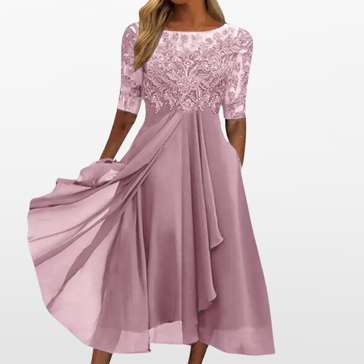 Women's Lace Midi Cocktail Formal Dress - Image 2