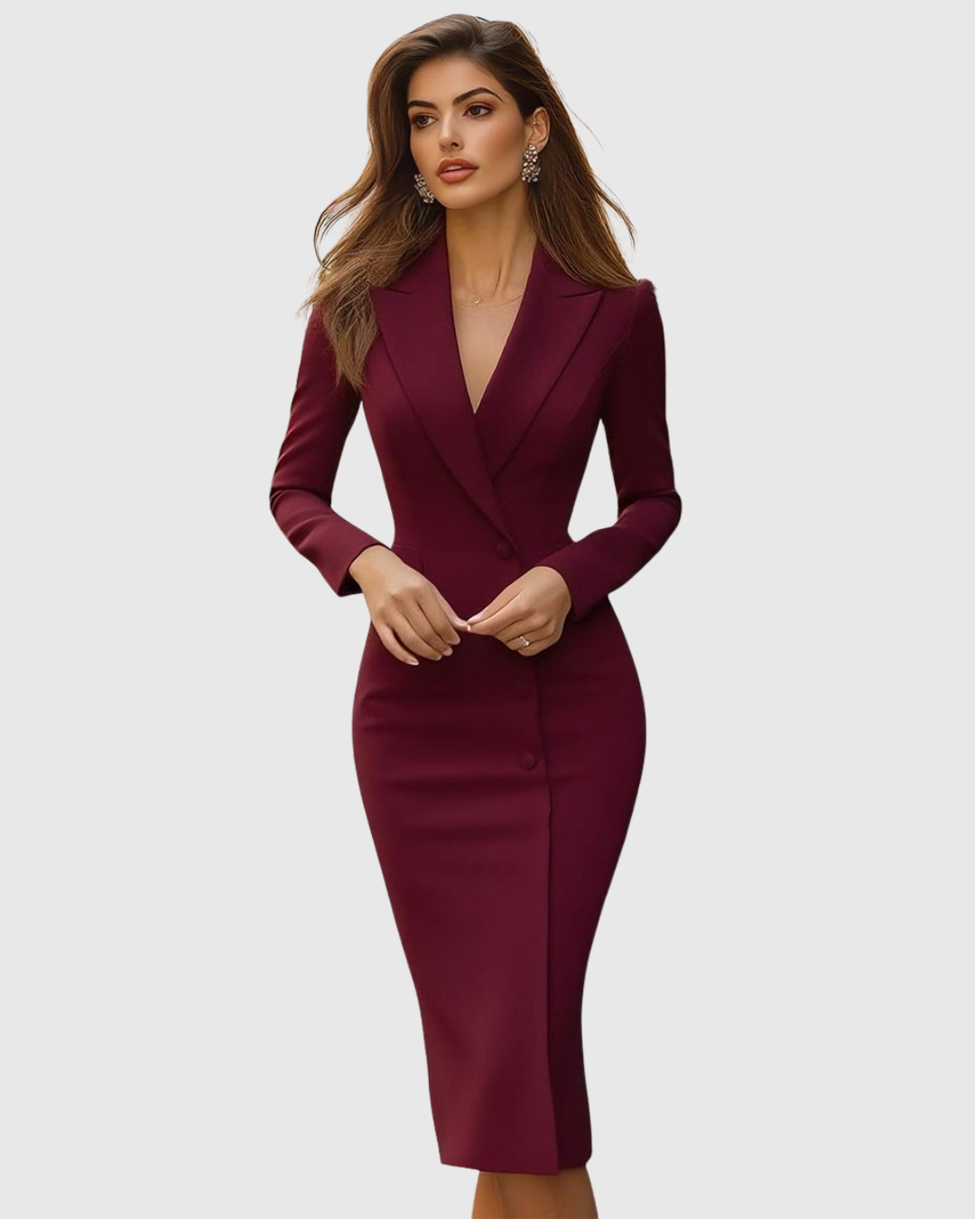 Women's Elegant Tailored Formal Blazer Dress | Midi - Image 10