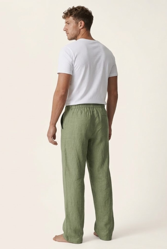 Men's Linen Cotton Drawstring Pants Loose Fit - Image 3