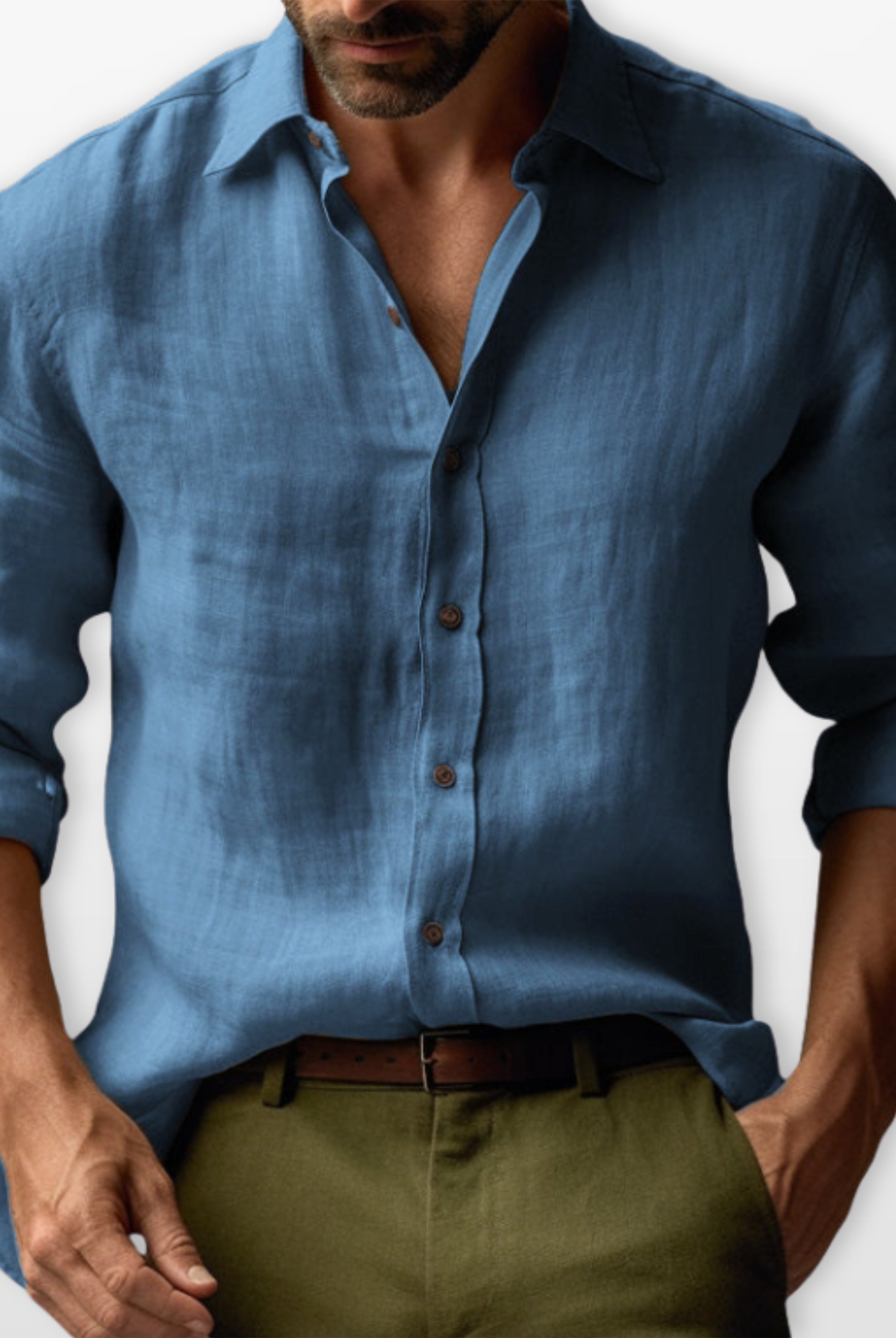 Men's Linen Button-Down Casual Shirt Relaxed Fit - Image 4