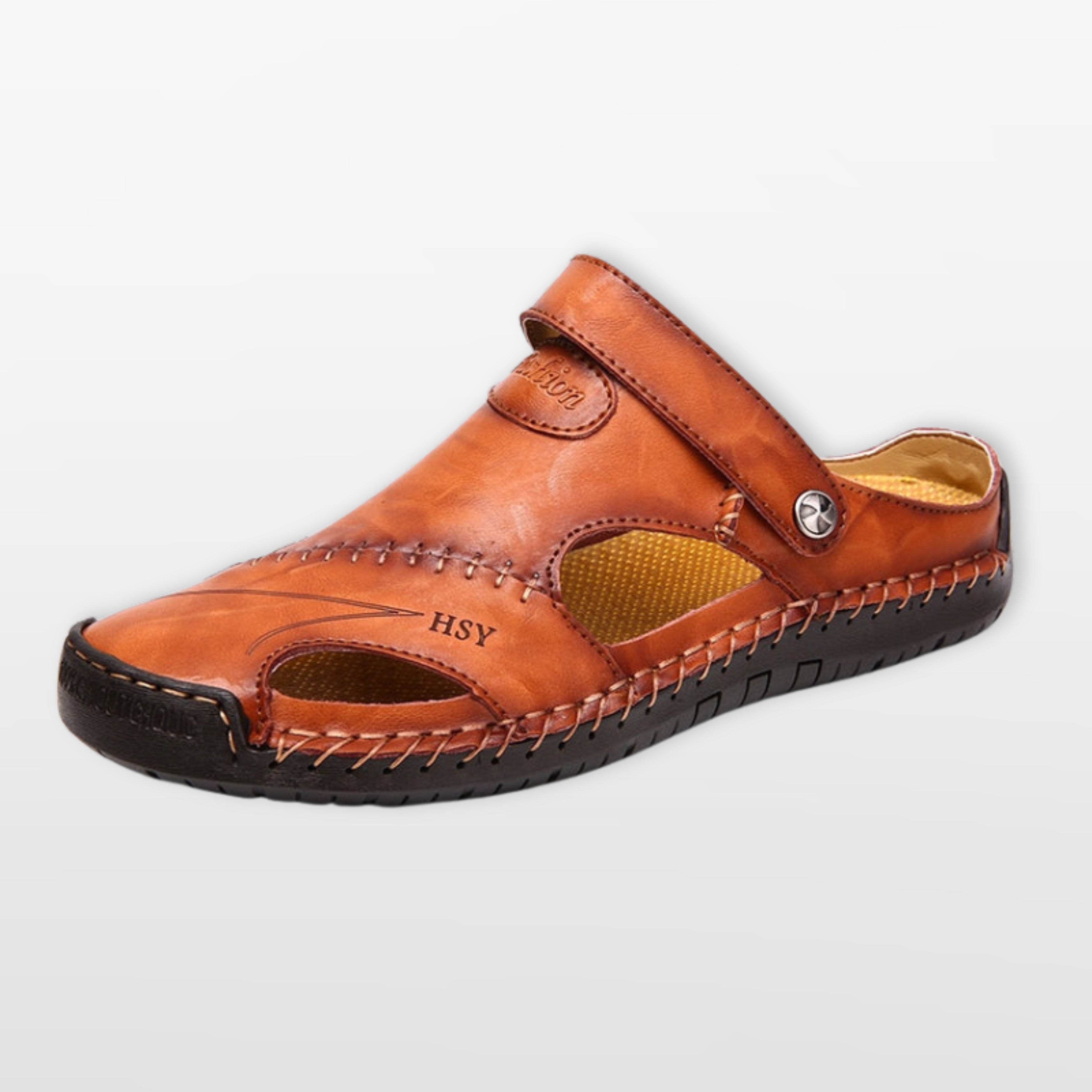 Men's Leather Closed Toe Fisherman Sandals Breathable