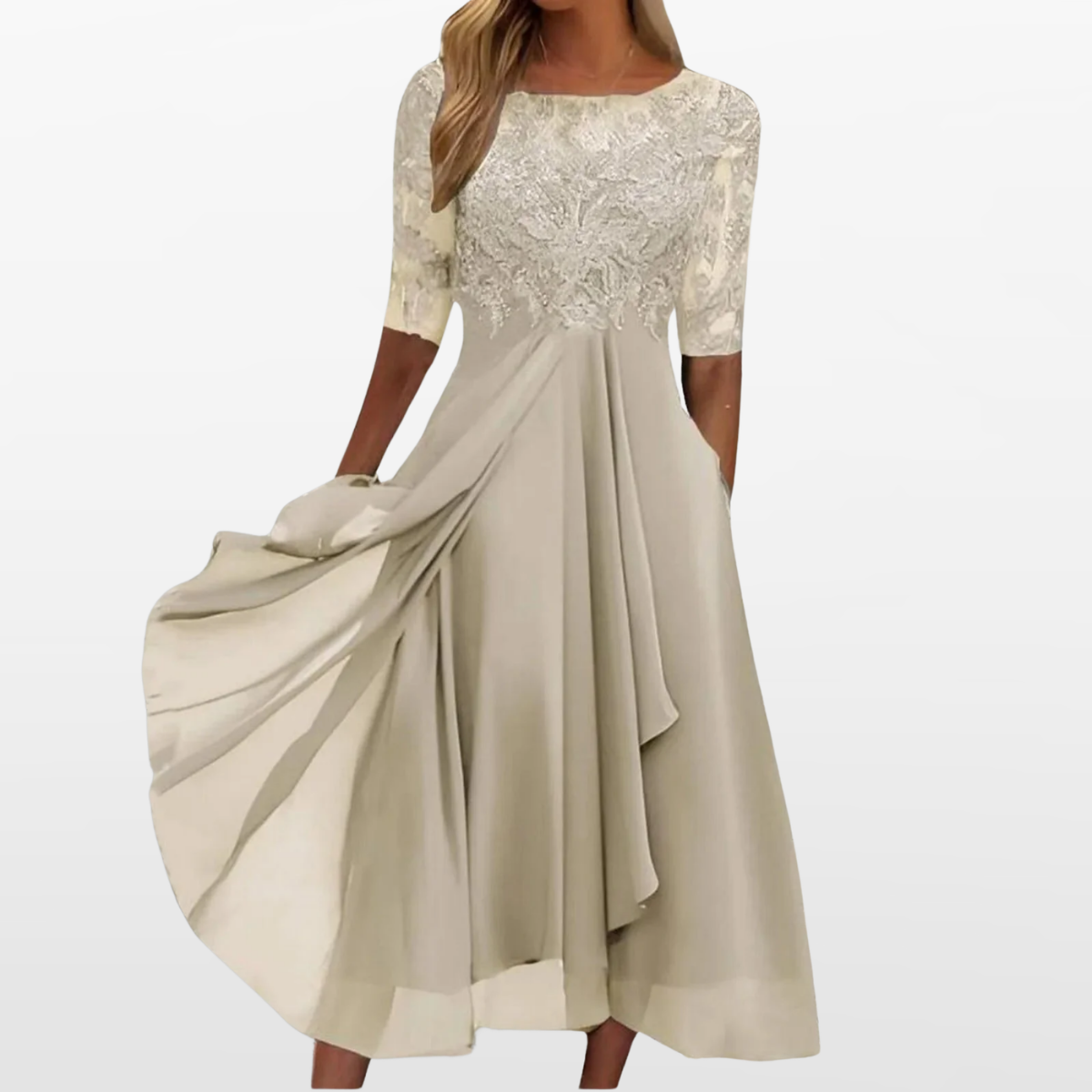 Women's Lace Midi Cocktail Formal Dress - Image 3