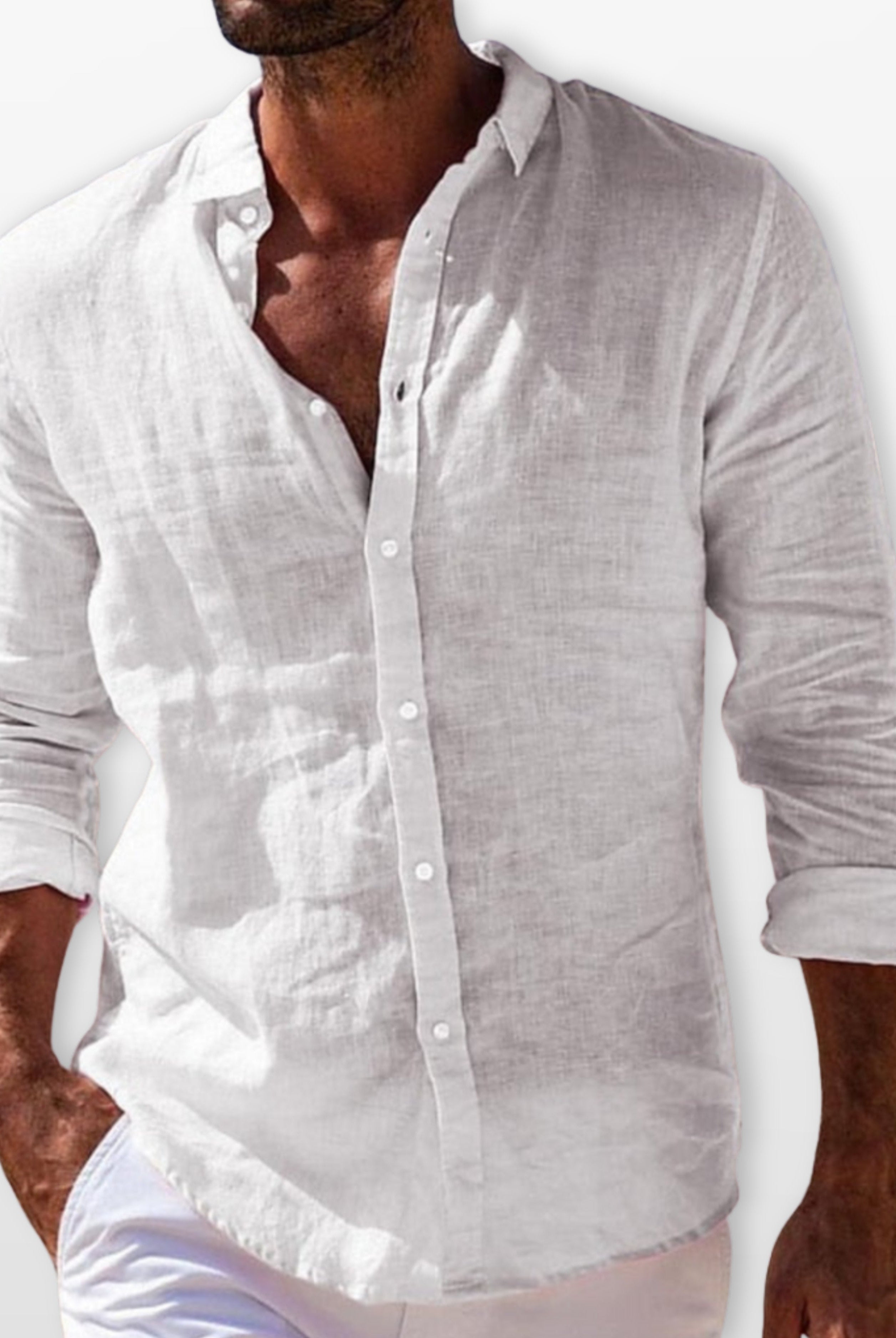 Men's Linen Button Up Shirt Lightweight Summer