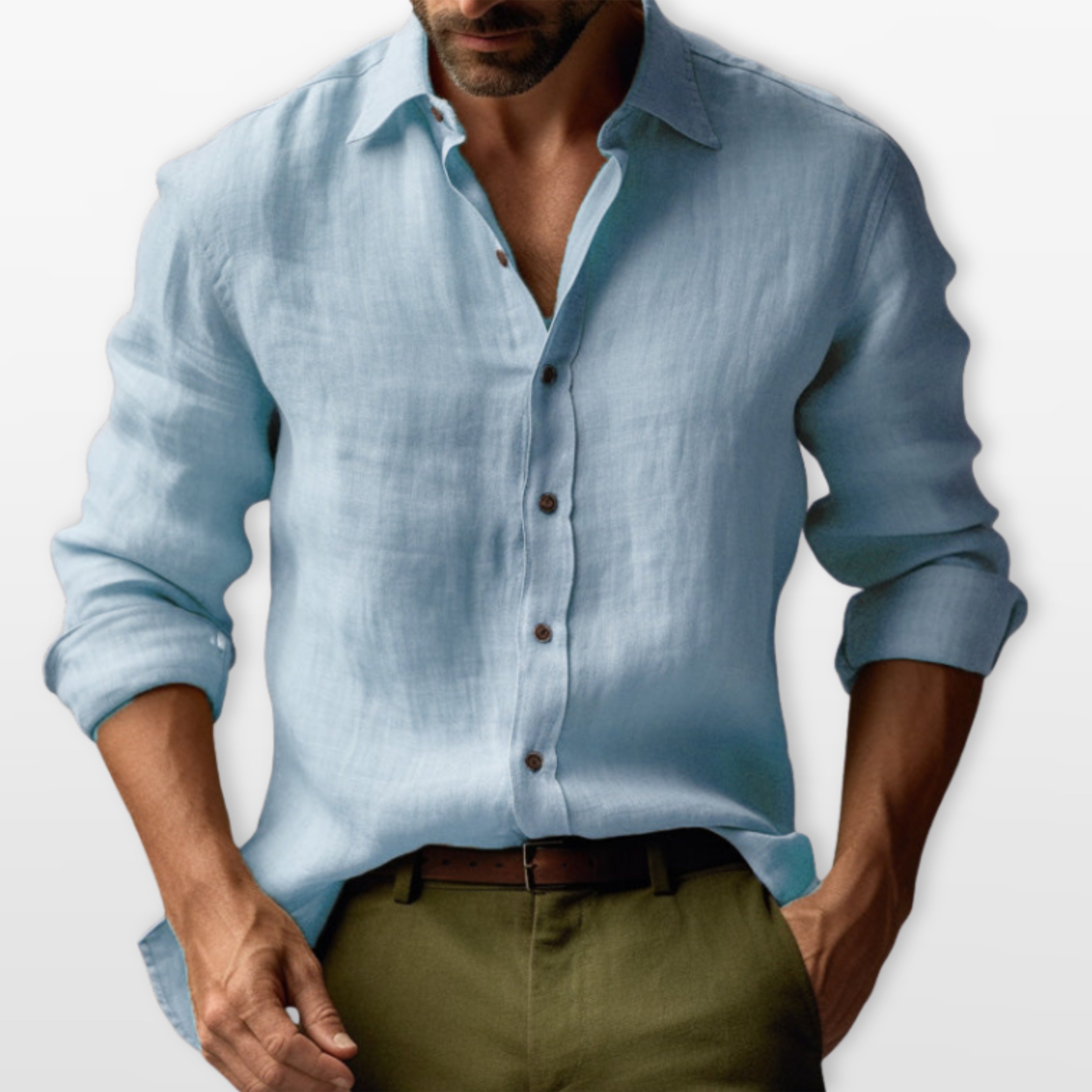 Men's Linen Button-Down Casual Shirt Relaxed Fit - Image 5