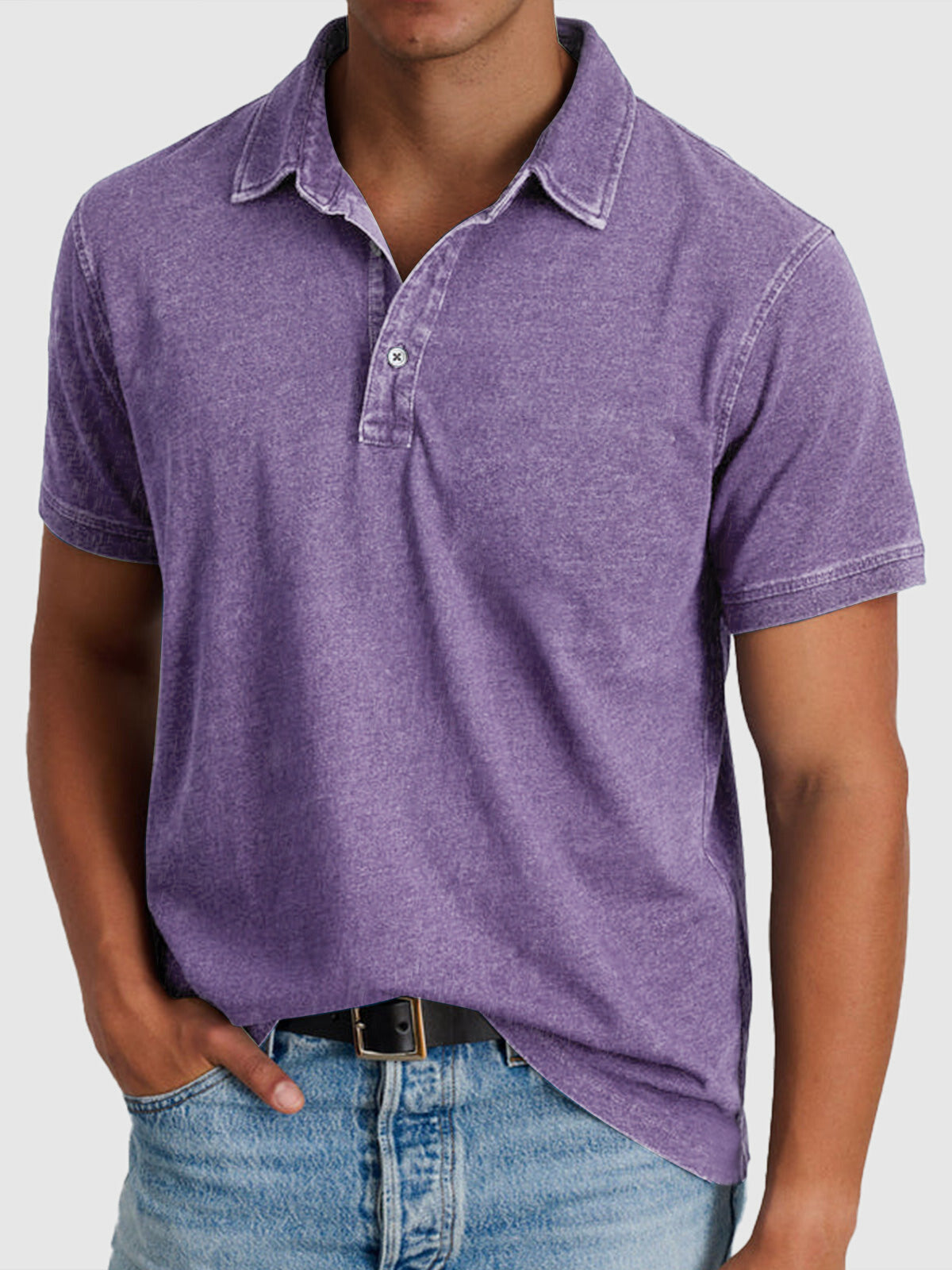 Martin | Men’s Cotton-Denim Short Sleeve Polo - Image 9