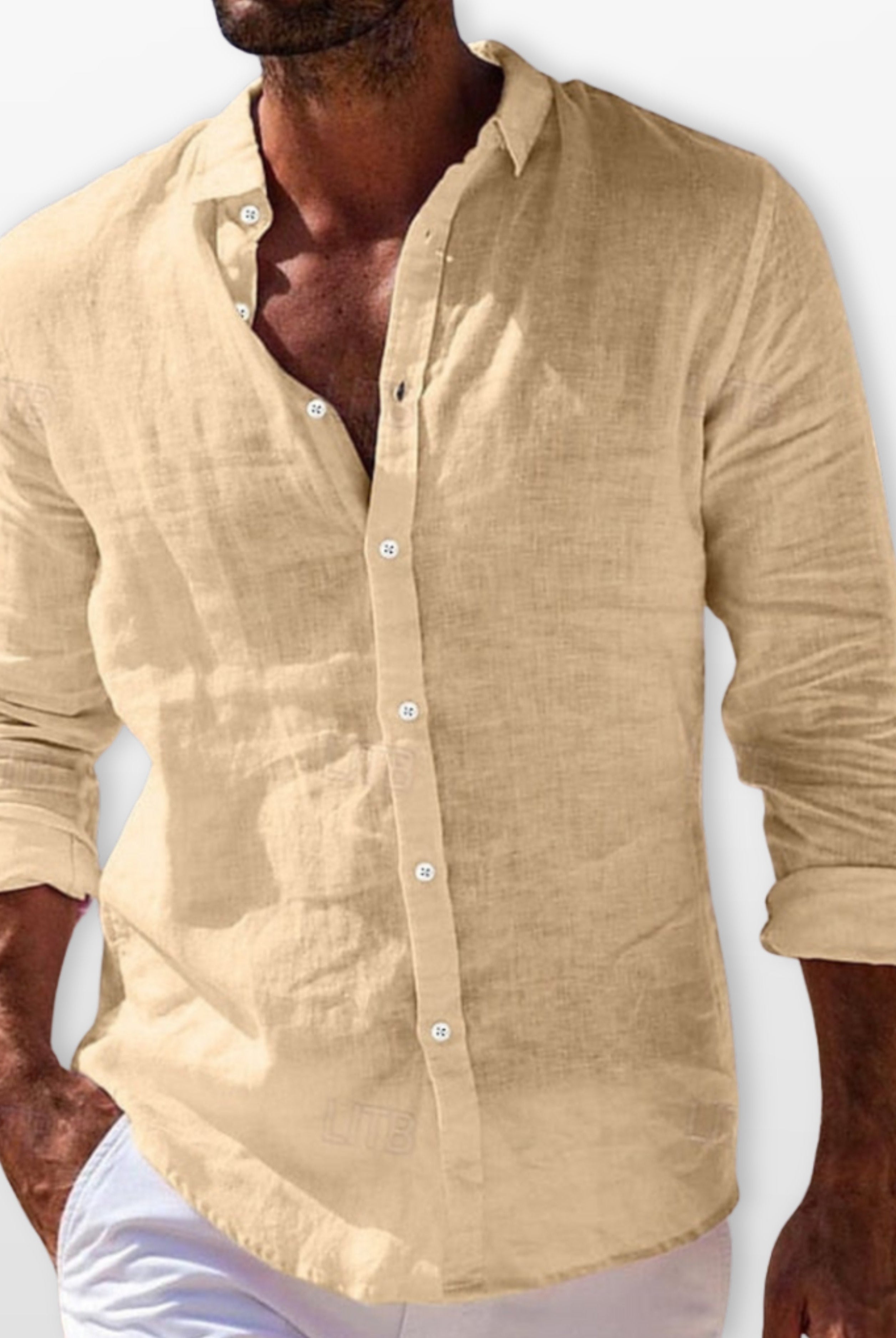Men's Linen Button Up Shirt Lightweight Summer - Image 2