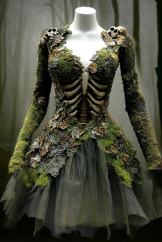 Women's Long Sleeve Green Mini Dress | Halloween