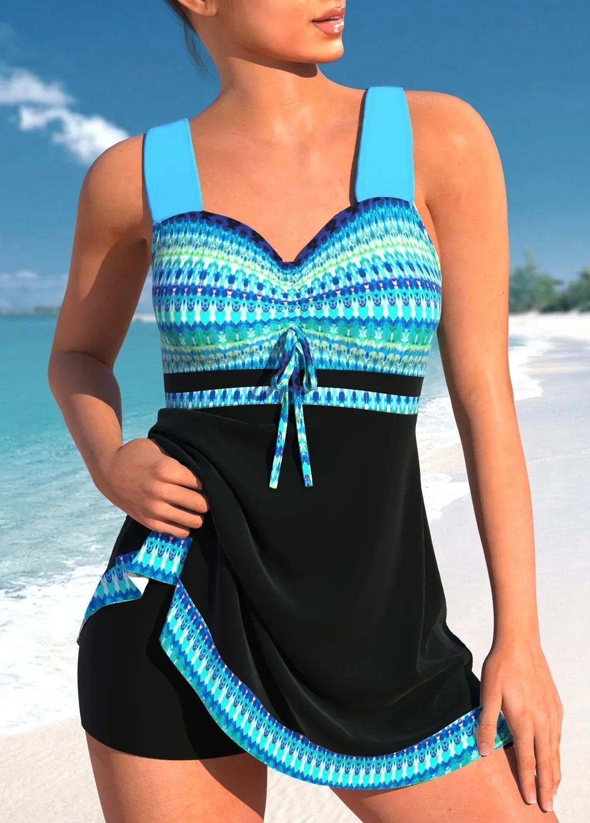 Women's Swim Dress Built-In Shorts Modest Swimwear - Image 2