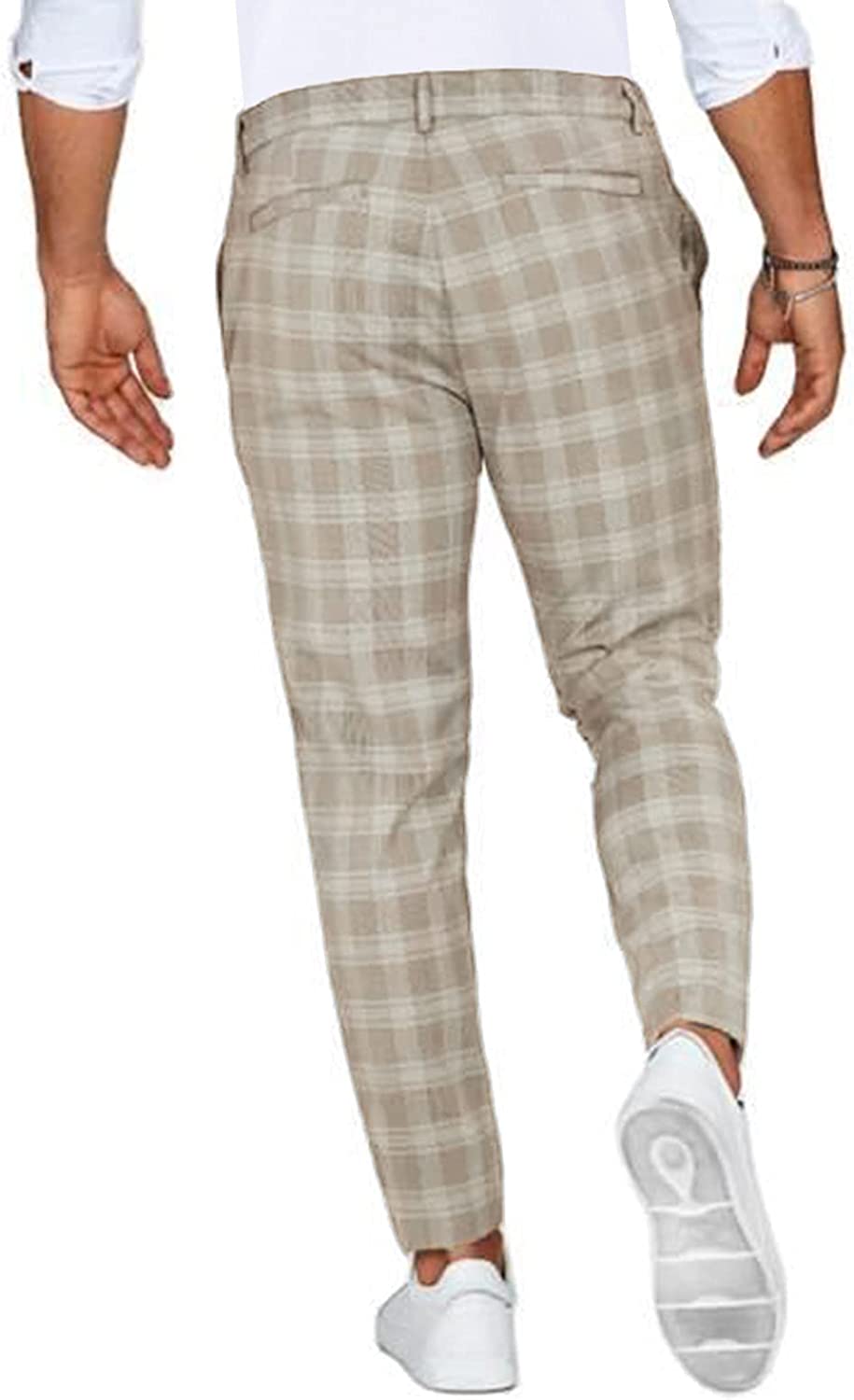 Men's Plaid Slim Fit Stretch Chino Pants - Image 2
