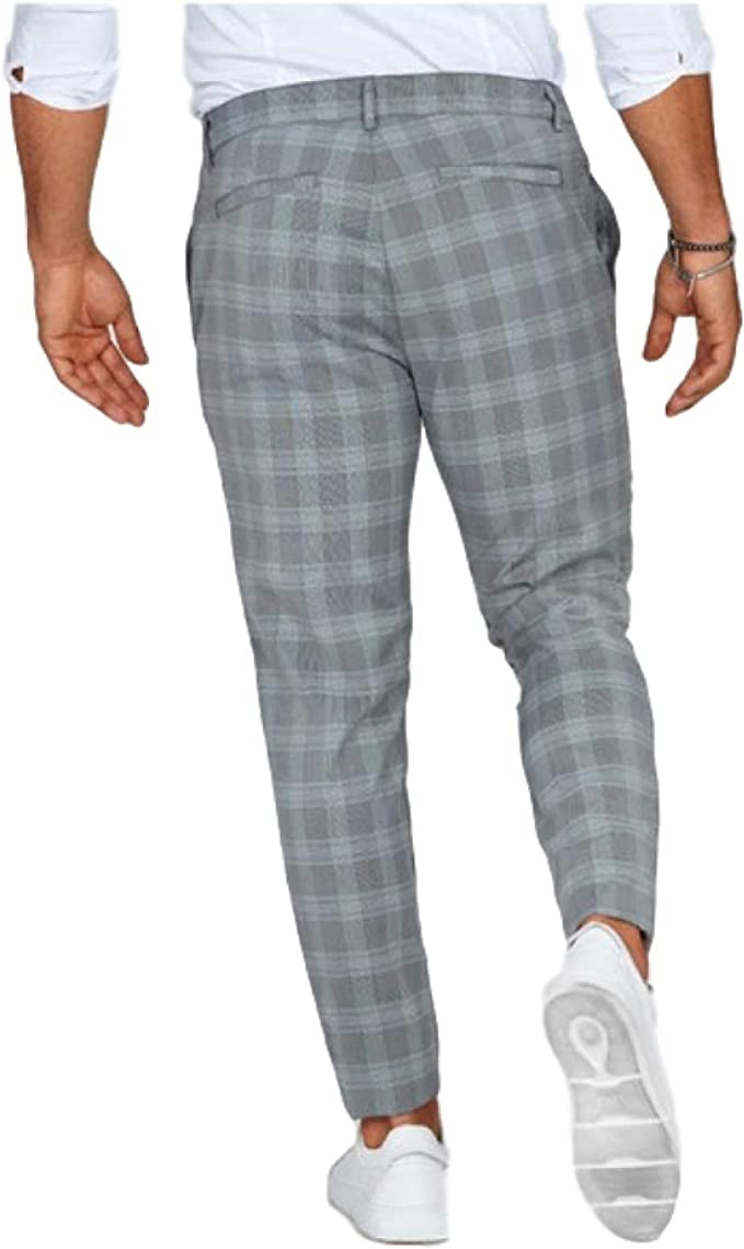 Men's Plaid Slim Fit Stretch Chino Pants - Image 6