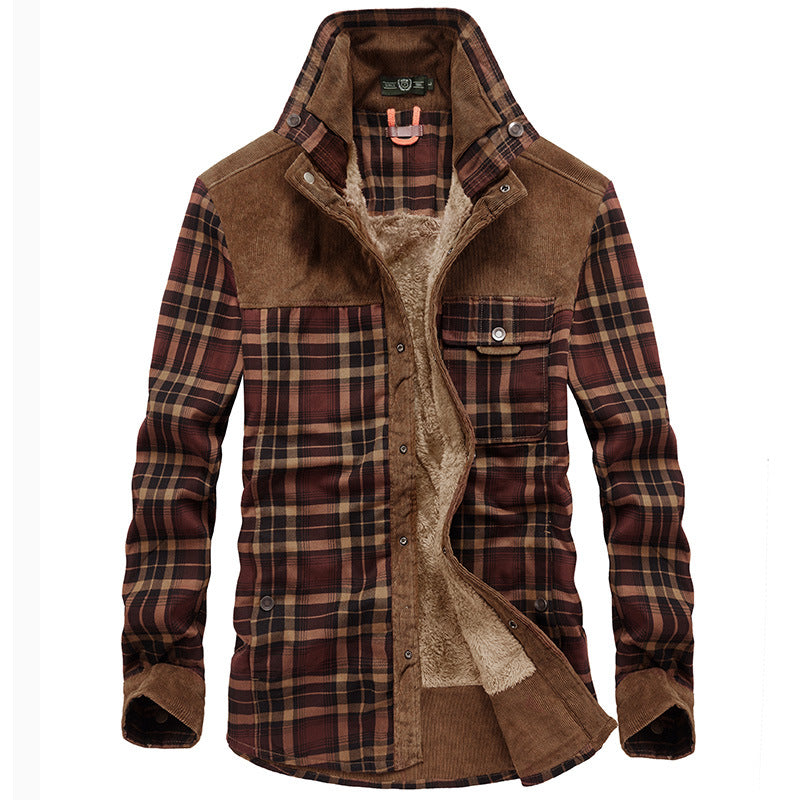 Men's Plaid Insulated Shirt Jacket with Pockets
