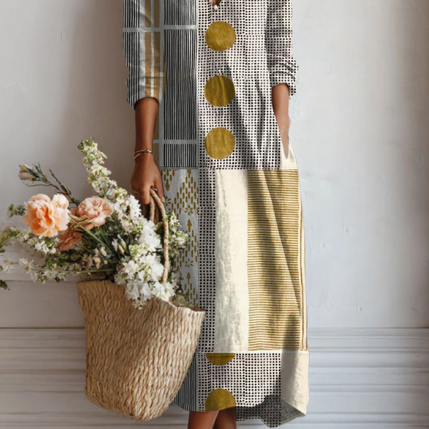 Women Boho Midi Dress Abstract Print