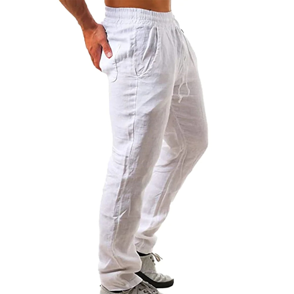 Men's Linen Pants Lightweight Summer Trousers Relaxed Fit - Image 9