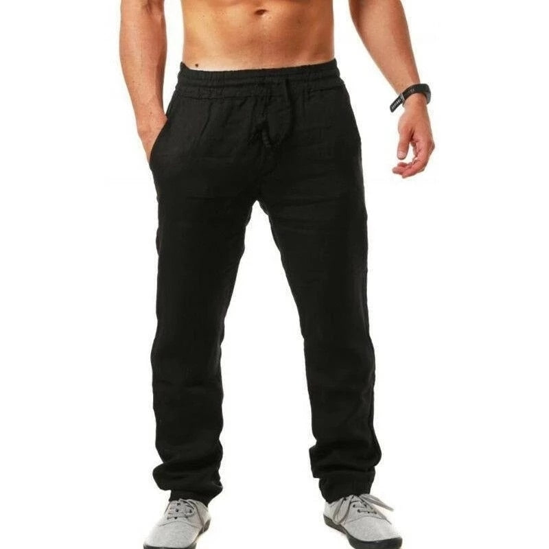Men's Linen Pants Lightweight Summer Trousers Relaxed Fit - Image 6