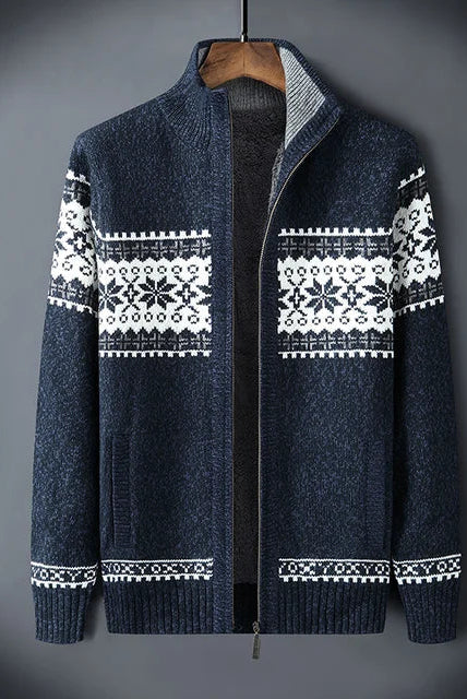 Heren Gebreid Fleece Vest met Winter Patroon en Hoge Kraag - Image 2