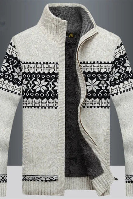 Heren Gebreid Fleece Vest met Winter Patroon en Hoge Kraag - Image 3