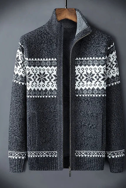 Heren Gebreid Fleece Vest met Winter Patroon en Hoge Kraag - Image 4