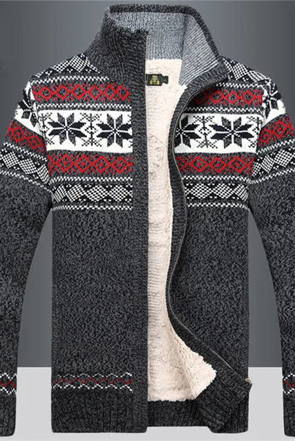 Heren Gebreid Fleece Vest met Winter Patroon en Hoge Kraag - Image 5