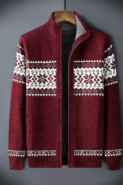 Heren Gebreid Fleece Vest met Winter Patroon en Hoge Kraag - Image 6