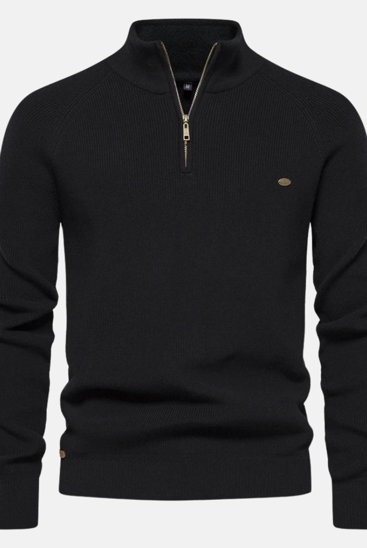 Heren Sweater Met Half-Zip En Ribgebreide Mouwen - Image 2