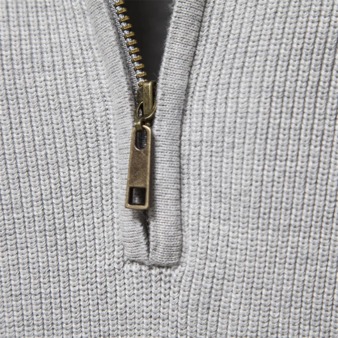 Heren Sweater Met Half-Zip En Ribgebreide Mouwen - Image 4