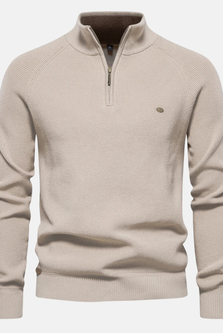 Heren Sweater Met Half-Zip En Ribgebreide Mouwen - Image 9