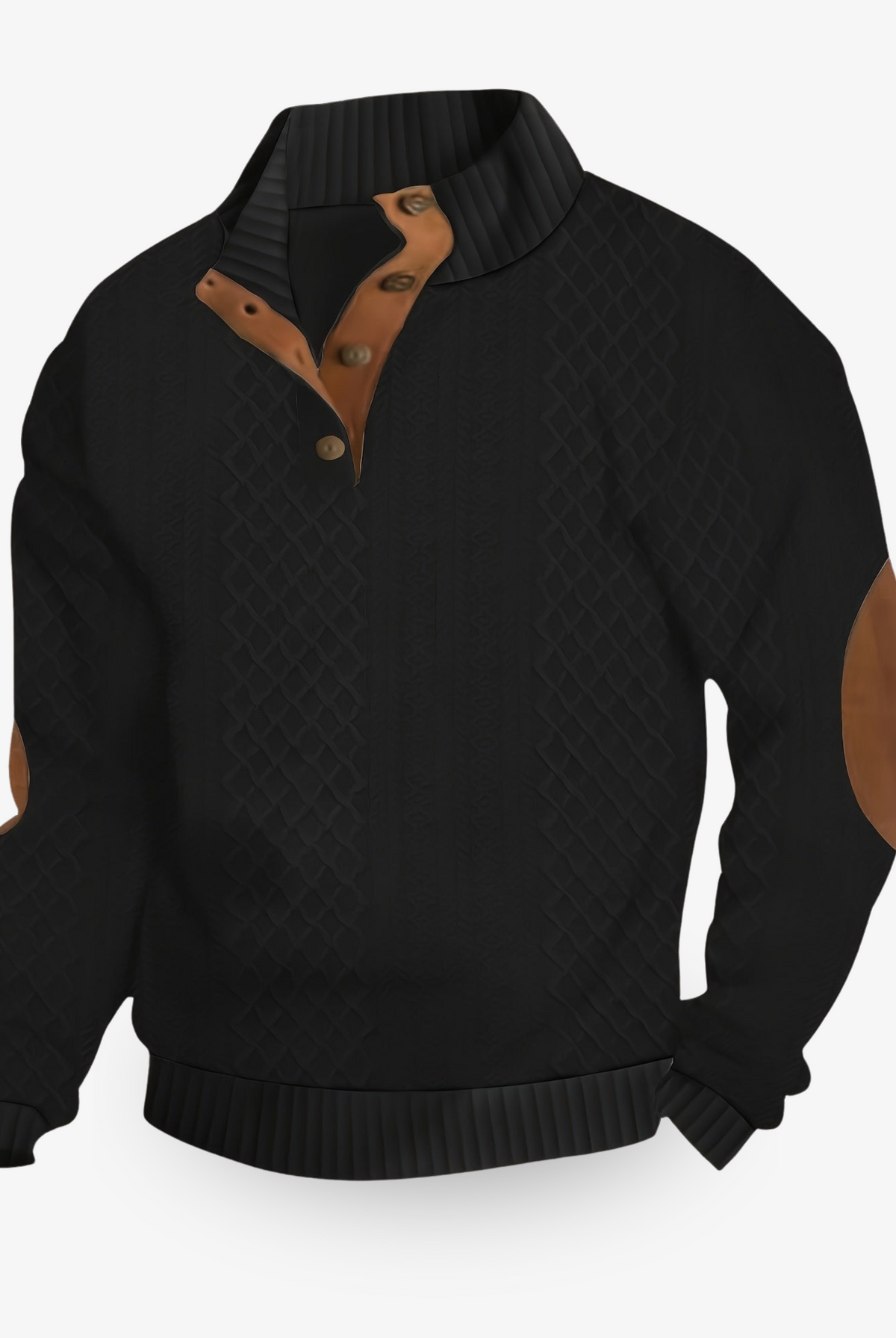 Heren Luxe Trui met Kabelpatroon en Elleboogstukken - Image 3