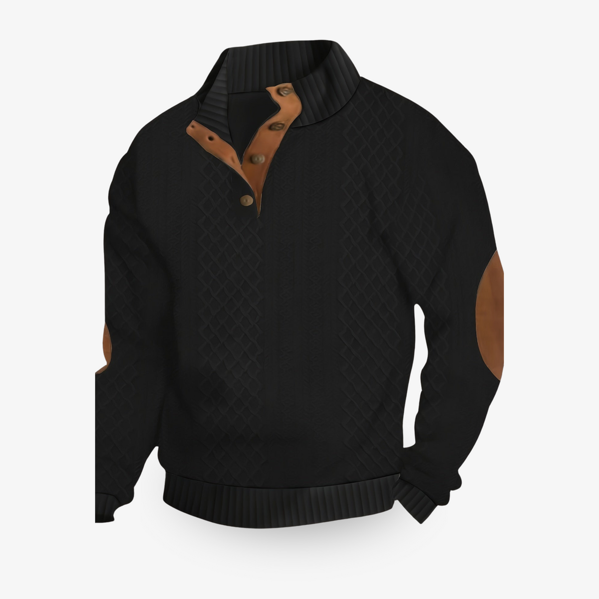 Heren Luxe Trui met Kabelpatroon en Elleboogstukken - Image 3