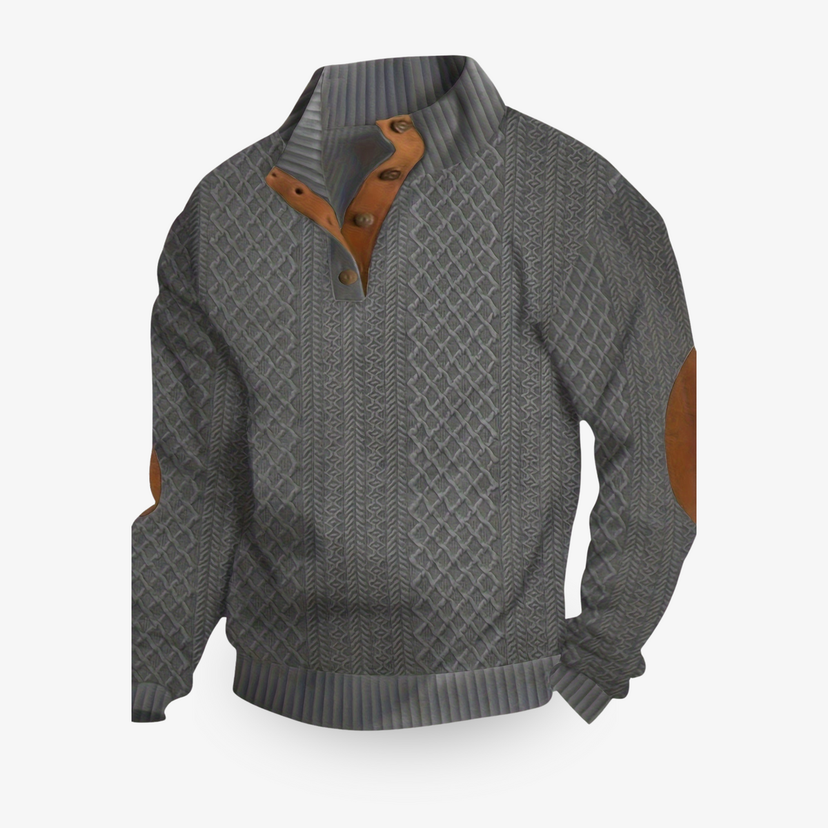 Heren Luxe Trui met Kabelpatroon en Elleboogstukken - Image 5
