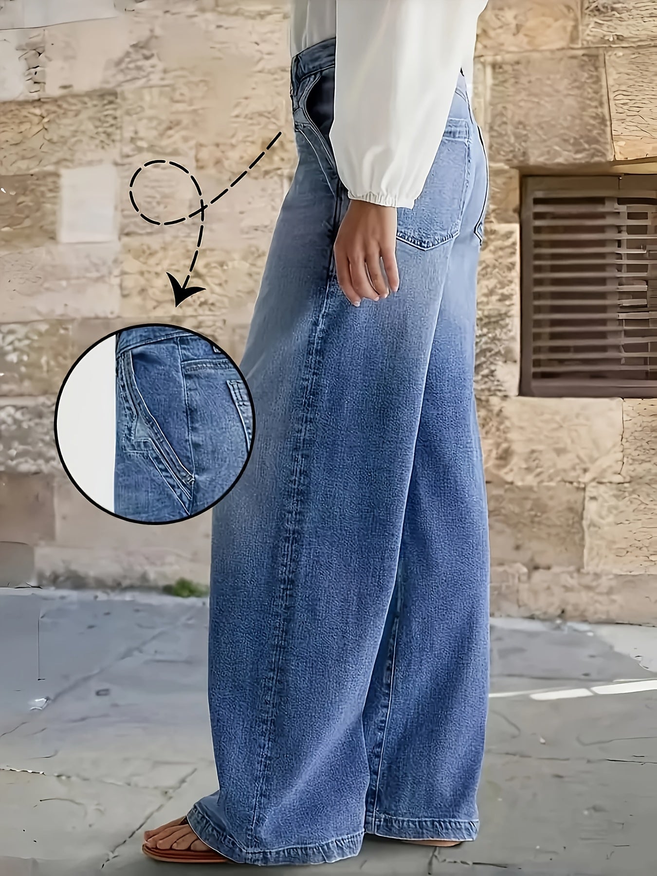 Women High Waisted Wide Leg Jeans Denim - Image 4