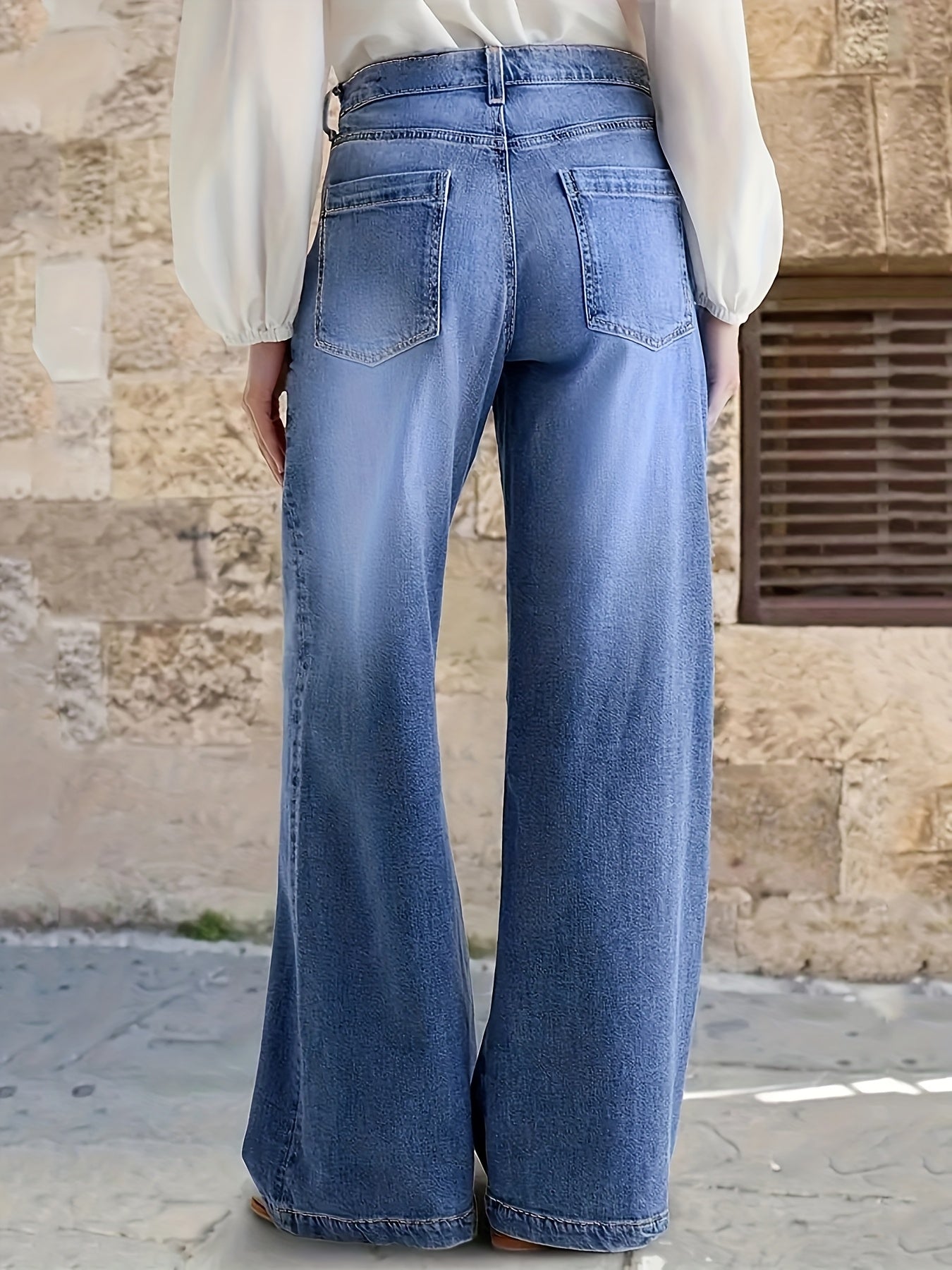 Women High Waisted Wide Leg Jeans Denim