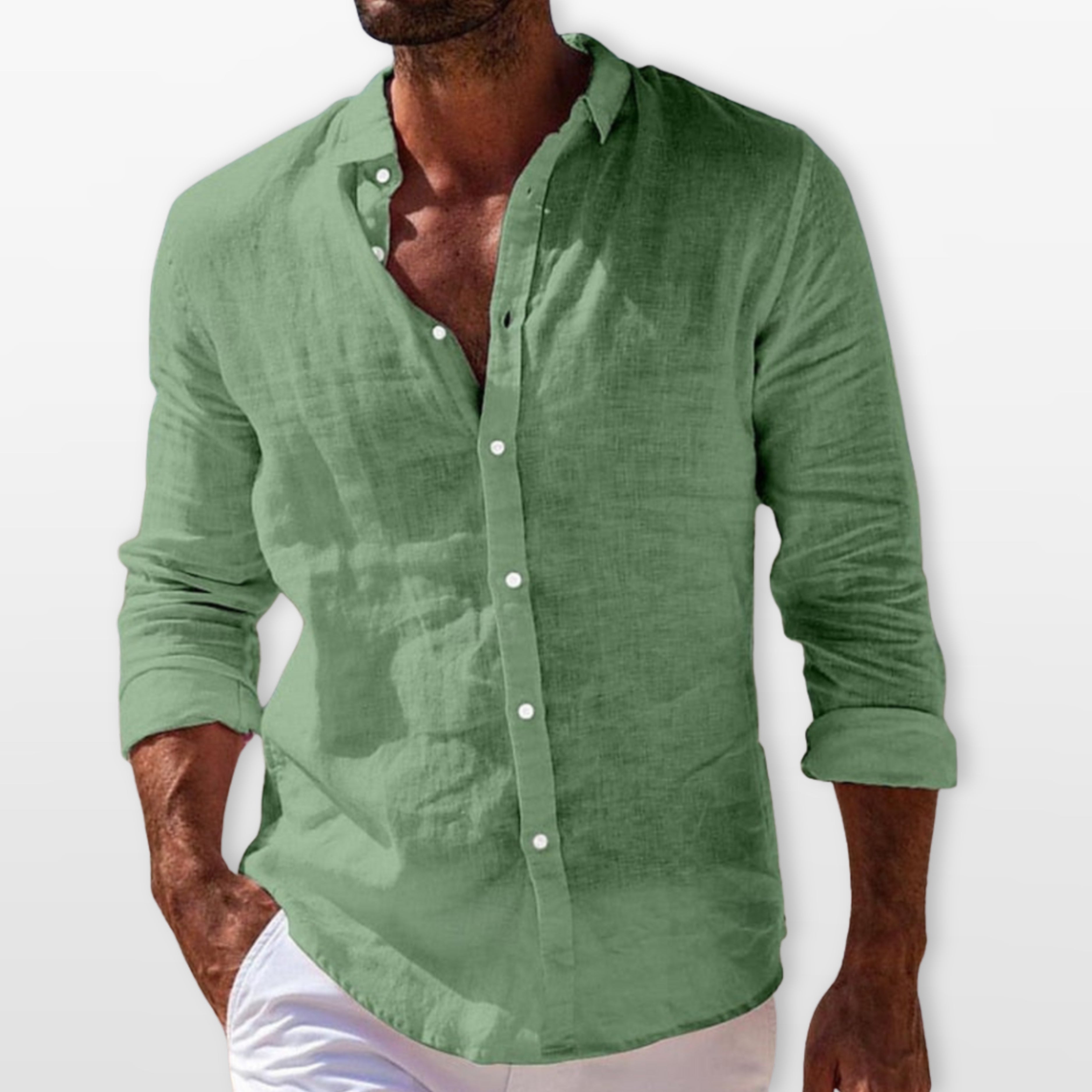 Men's Linen Button Up Shirt Lightweight Summer - Image 7