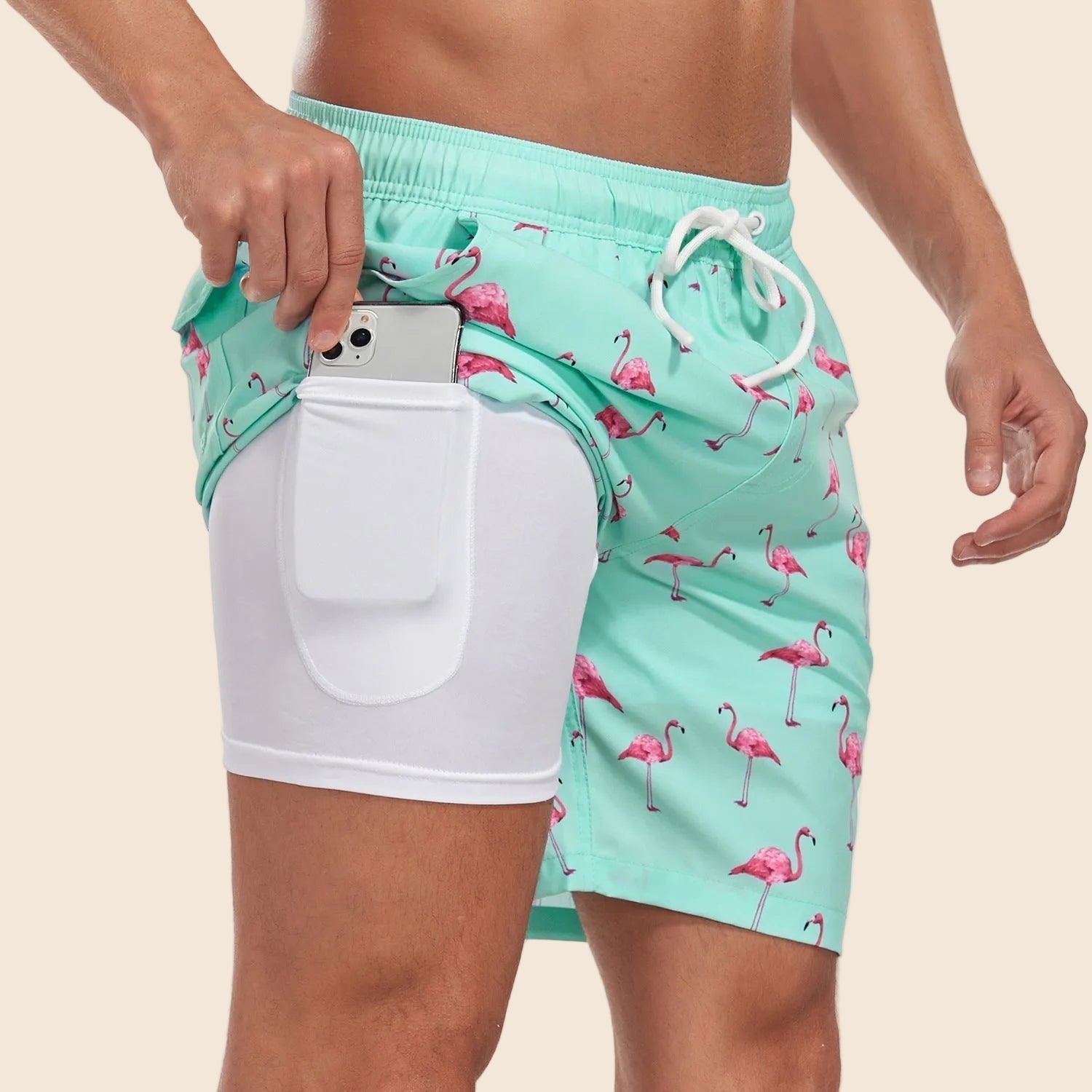 Men's Slim Fit Patterned Swim Shorts Liner - Image 11