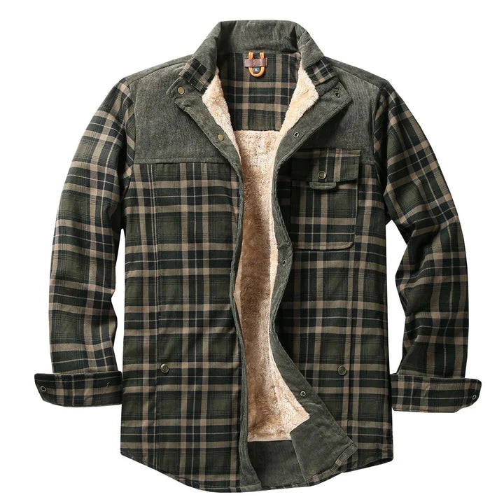 Men's Plaid Flannel Teddy-Lined Jacket
