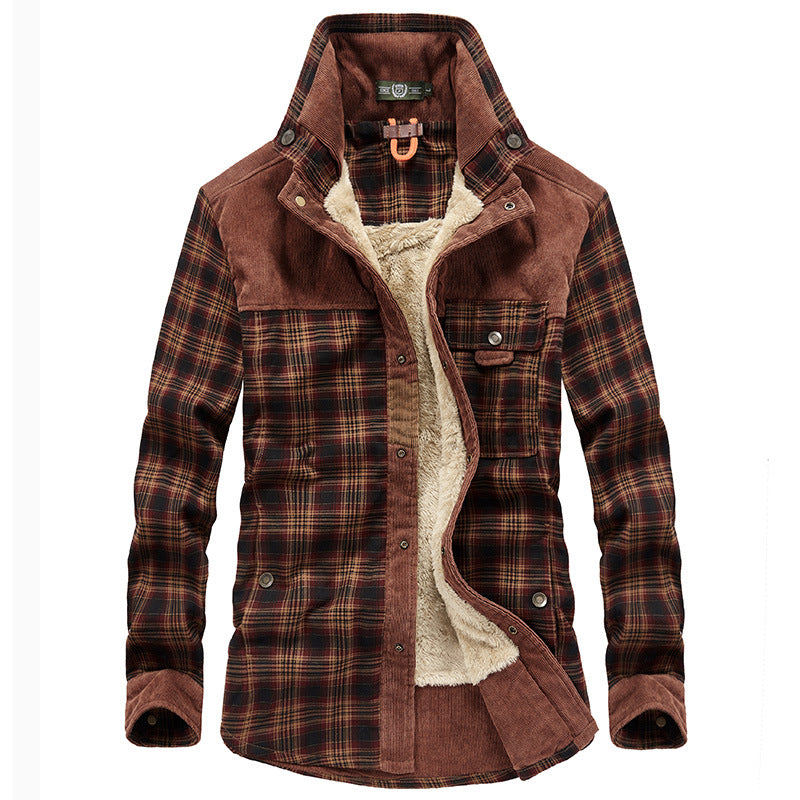 Men's Plaid Insulated Shirt Jacket with Pockets