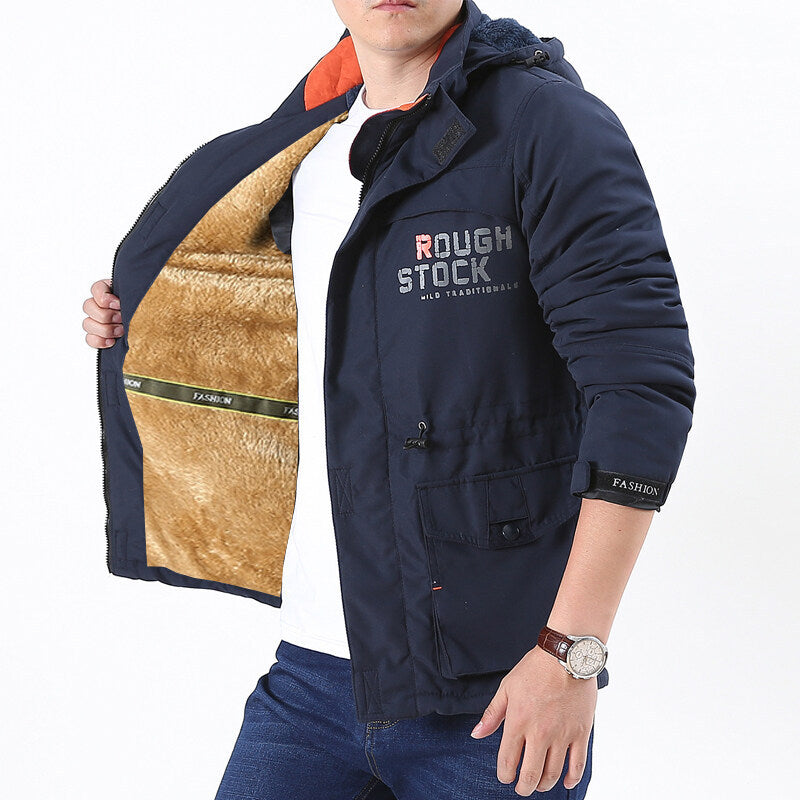 Men's Hooded Insulated Jacket with Multiple Pockets