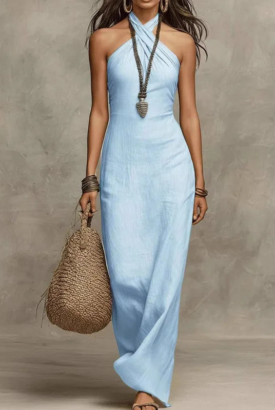 Women Halter Neck Boho Maxi Dress - Image 4