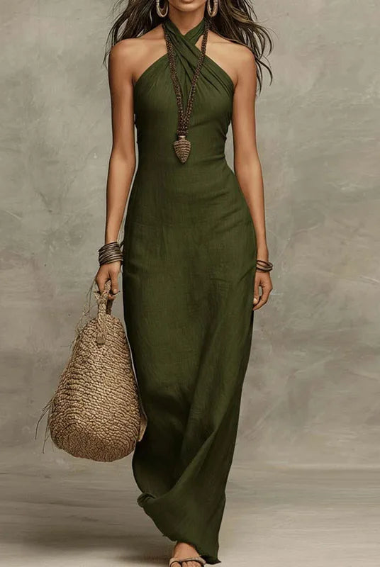 Women Halter Neck Boho Maxi Dress - Image 3