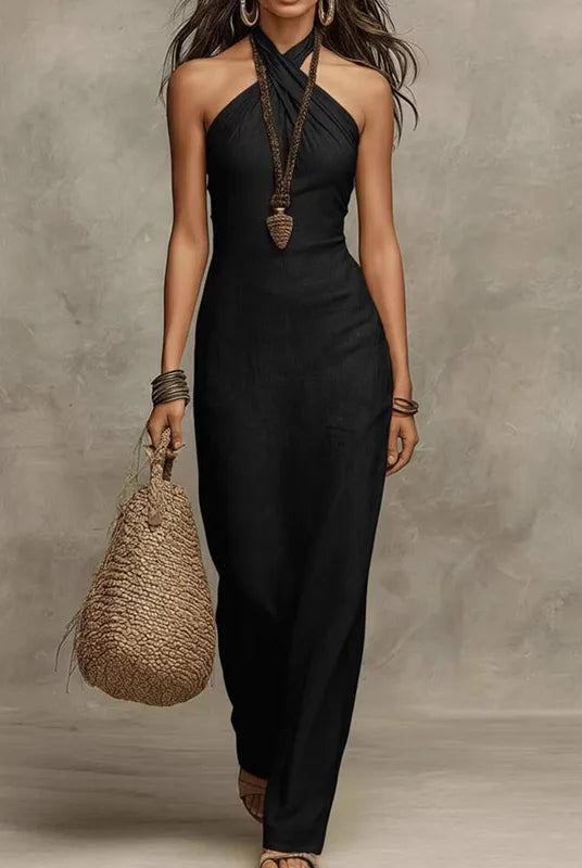 Women Halter Neck Boho Maxi Dress - Image 2